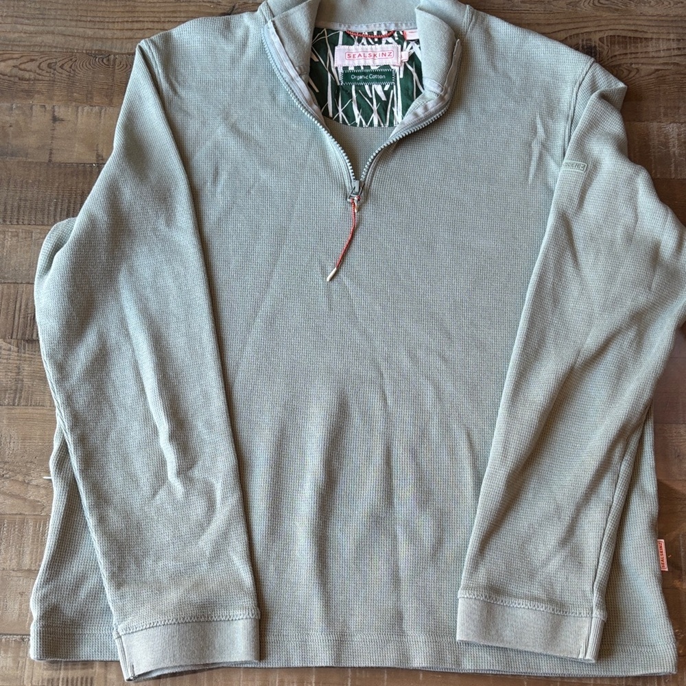Sealskinz light green MENS Half-Zip Sweater